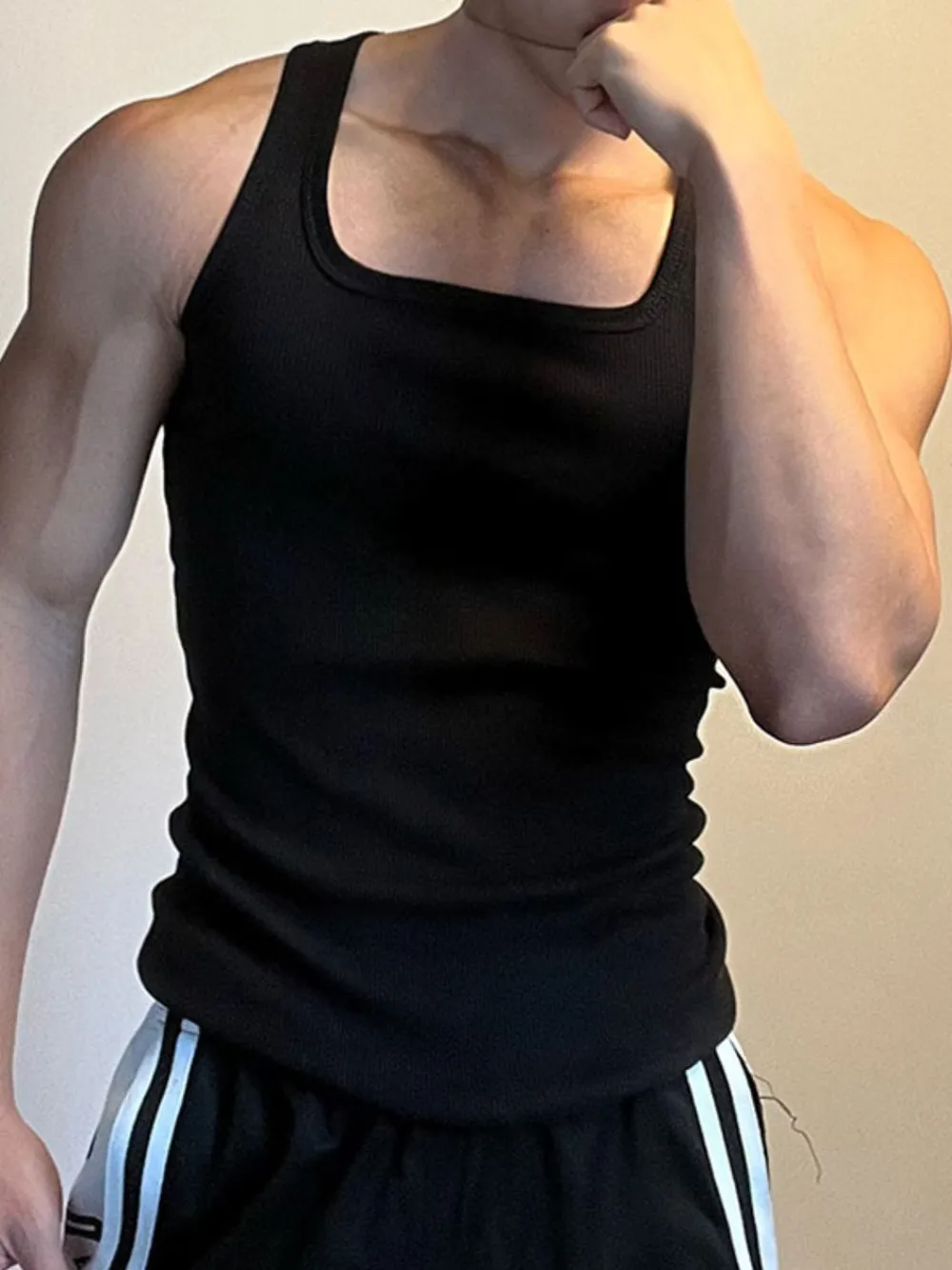 Men's Square Neck Wide Strap Tank