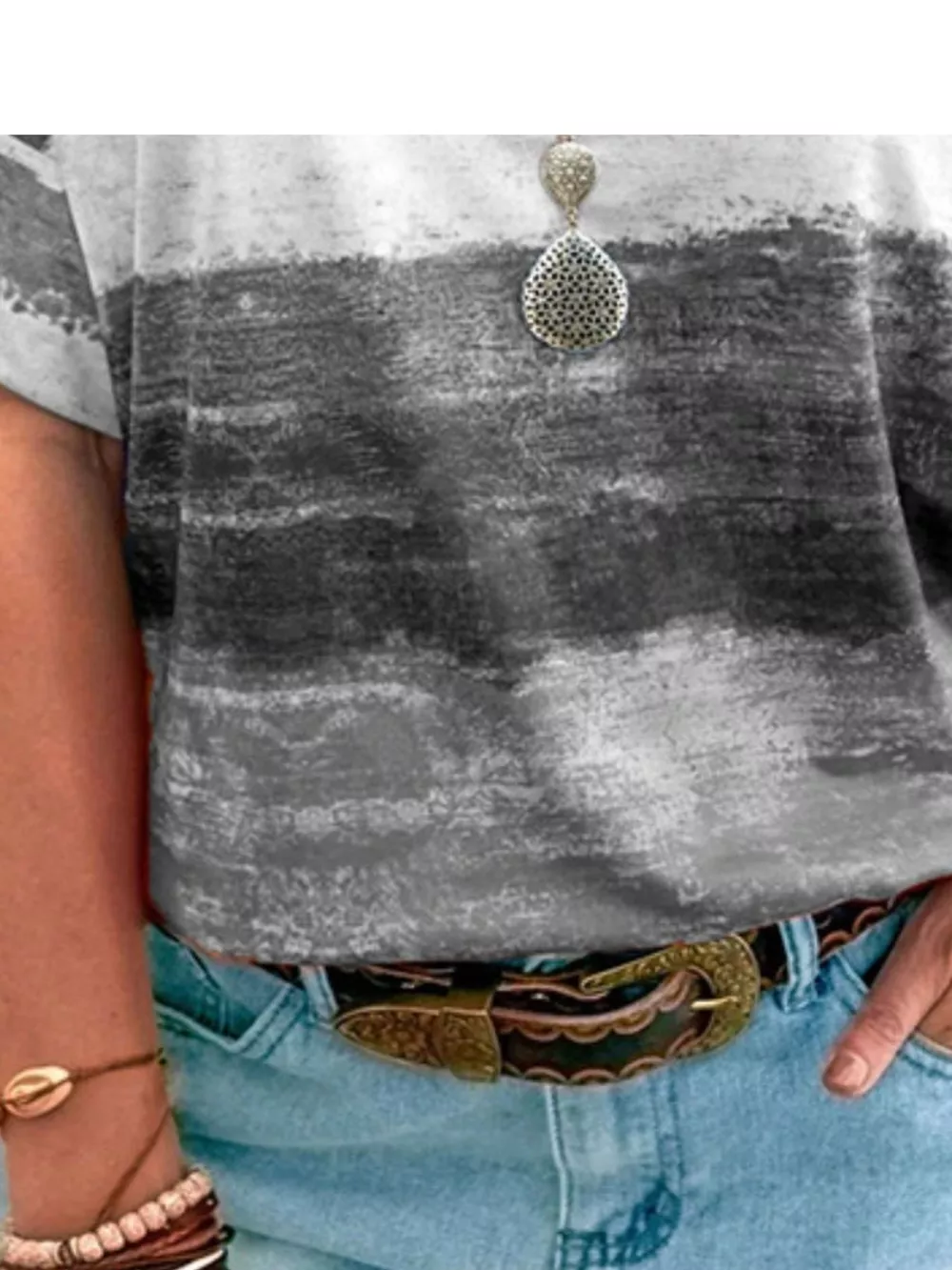 Contrast Round Neck Casual T-Shirt, image 21