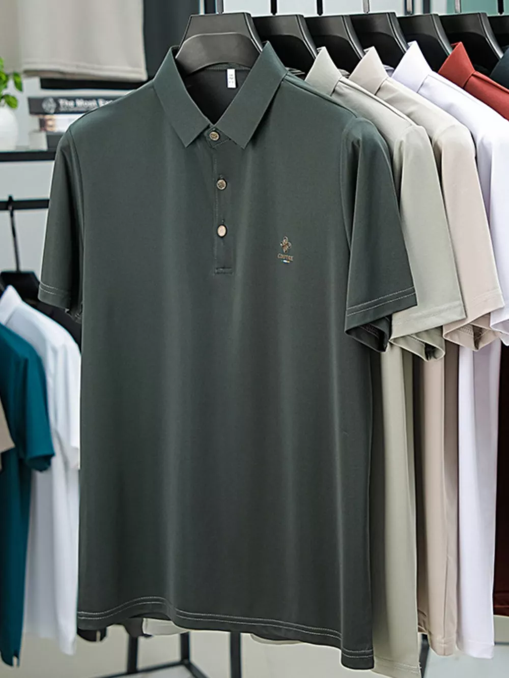 Men's Plus Size Button Detail Short Sleeve Polo, image 11