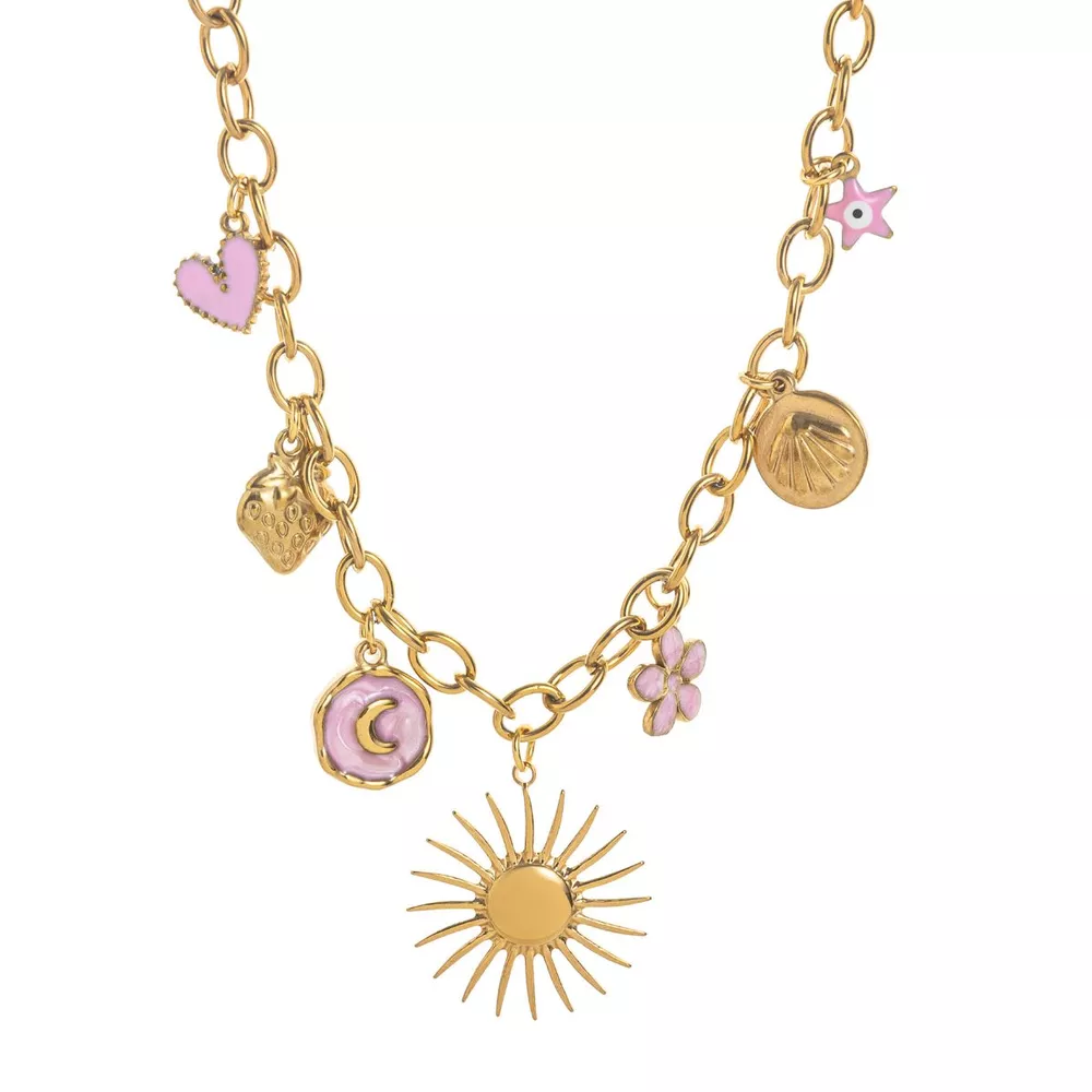 18K Gold-Plated Stainless Steel Charm Necklace, image 4