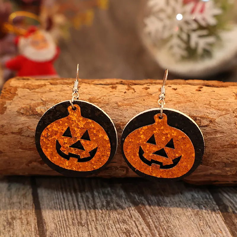 PU Leather Pumpkin Earrings, image 4