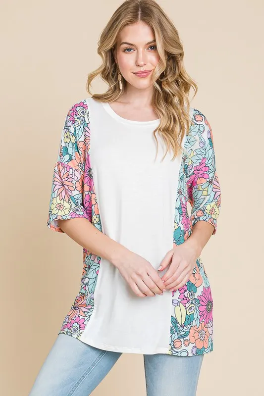 Floral Round Neck Half Sleeve T-Shirt, image 3