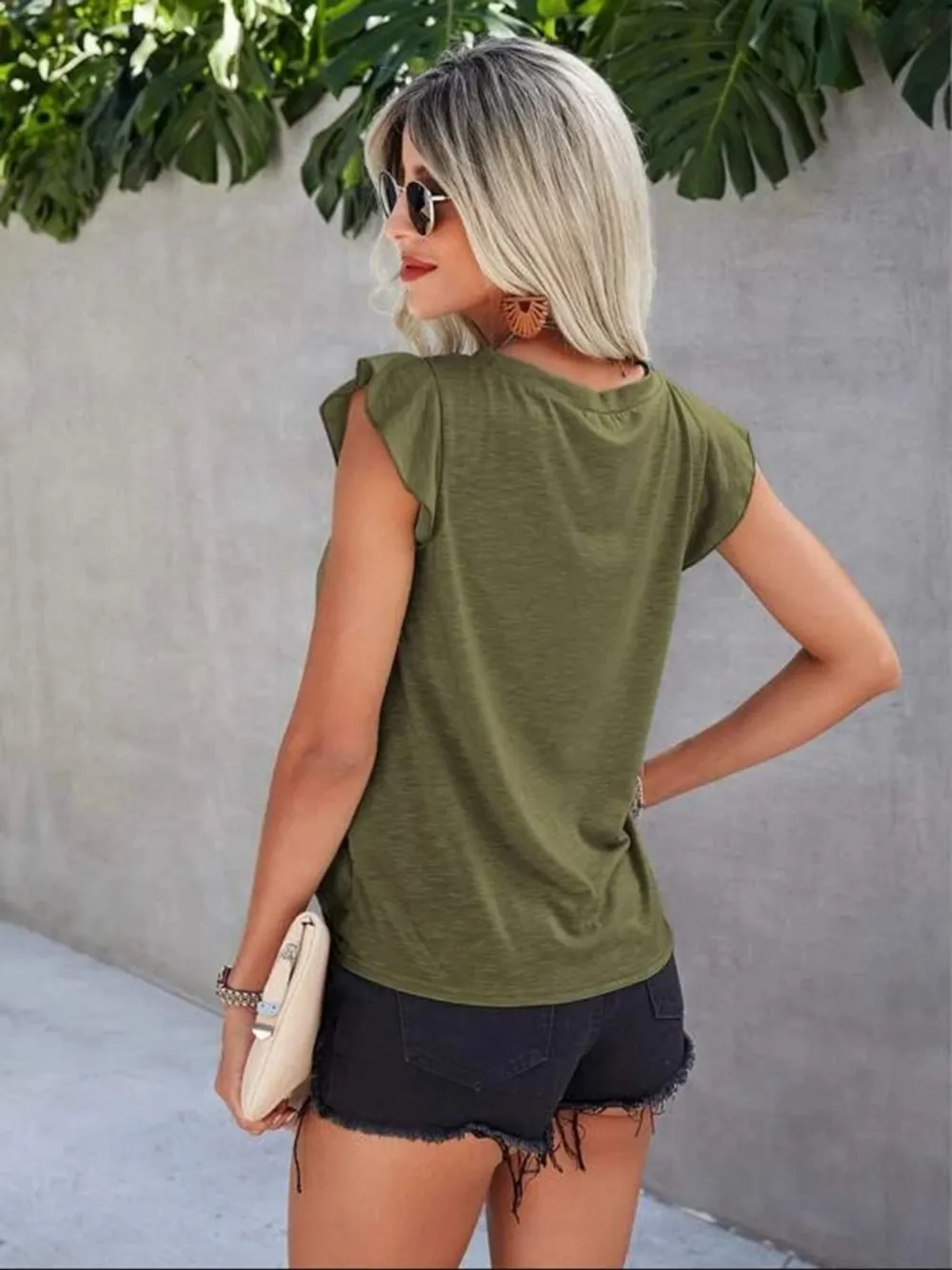 Ruffled Round Neck Cap Sleeve T-Shirt, image 17