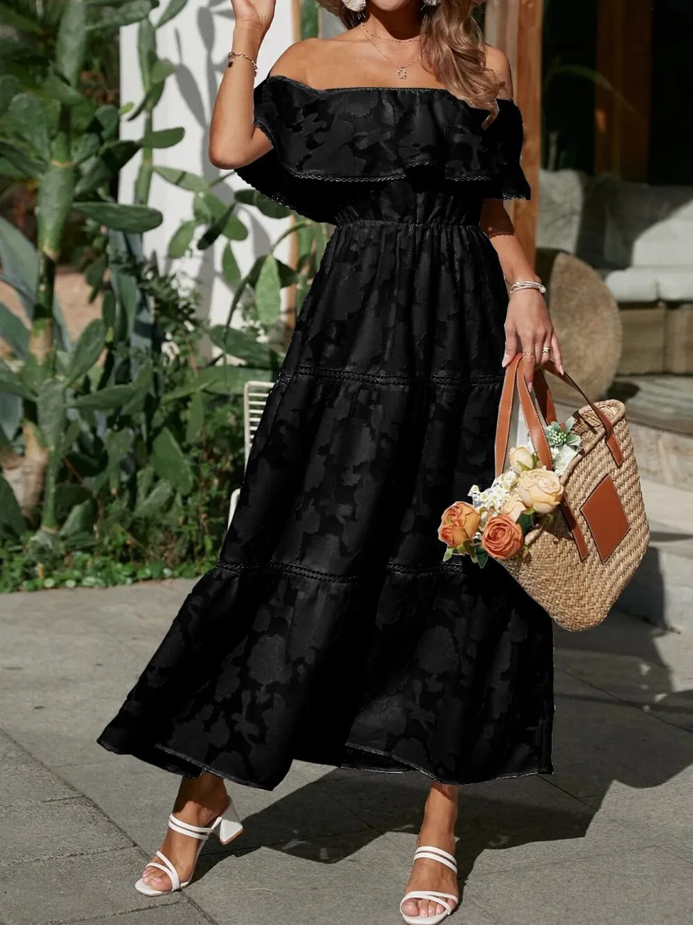 Ruched Off Shoulder Short Sleeve Midi Dress, image 5