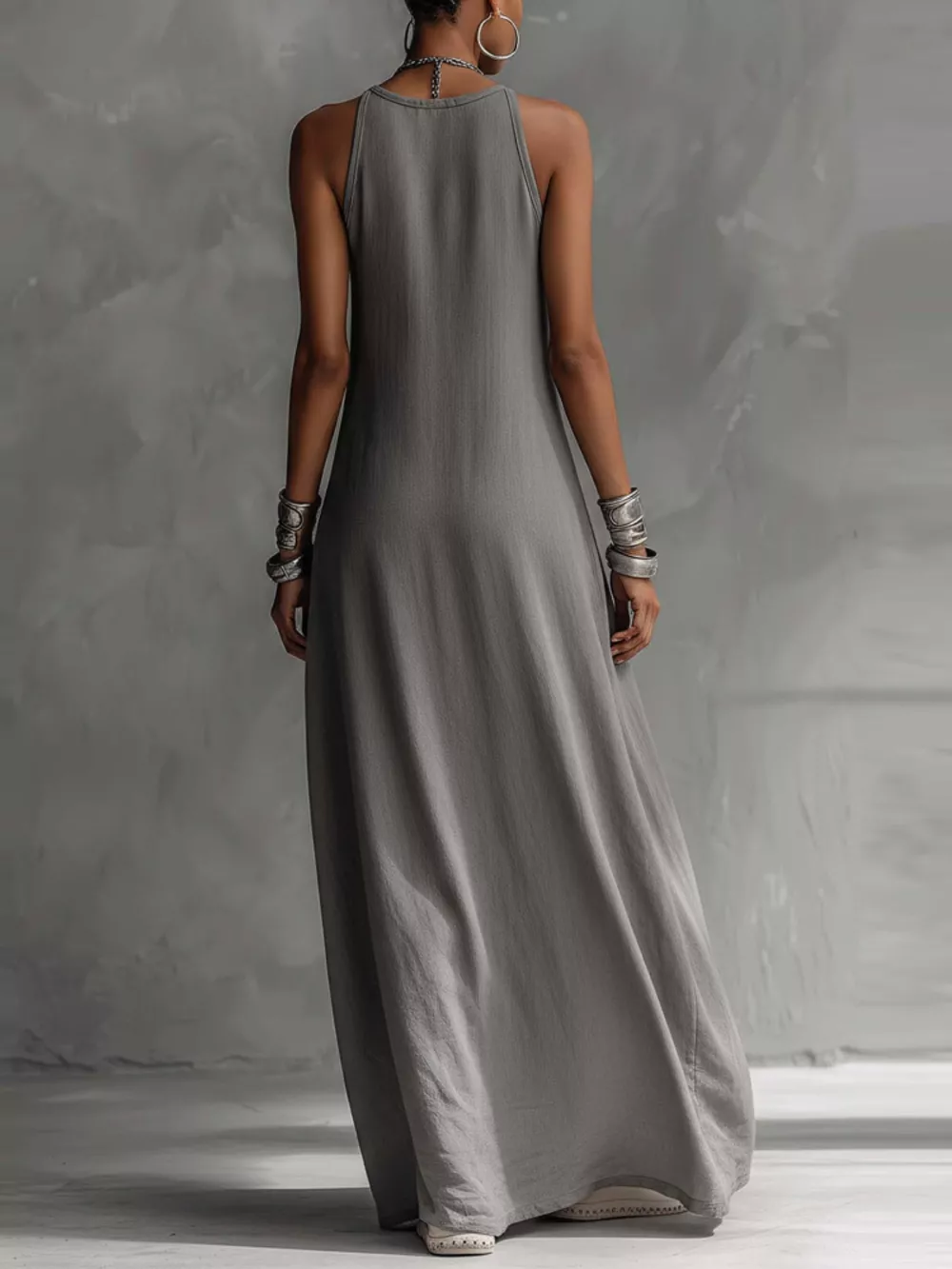 Two-Tone Sleeveless Maxi Dress, image 3