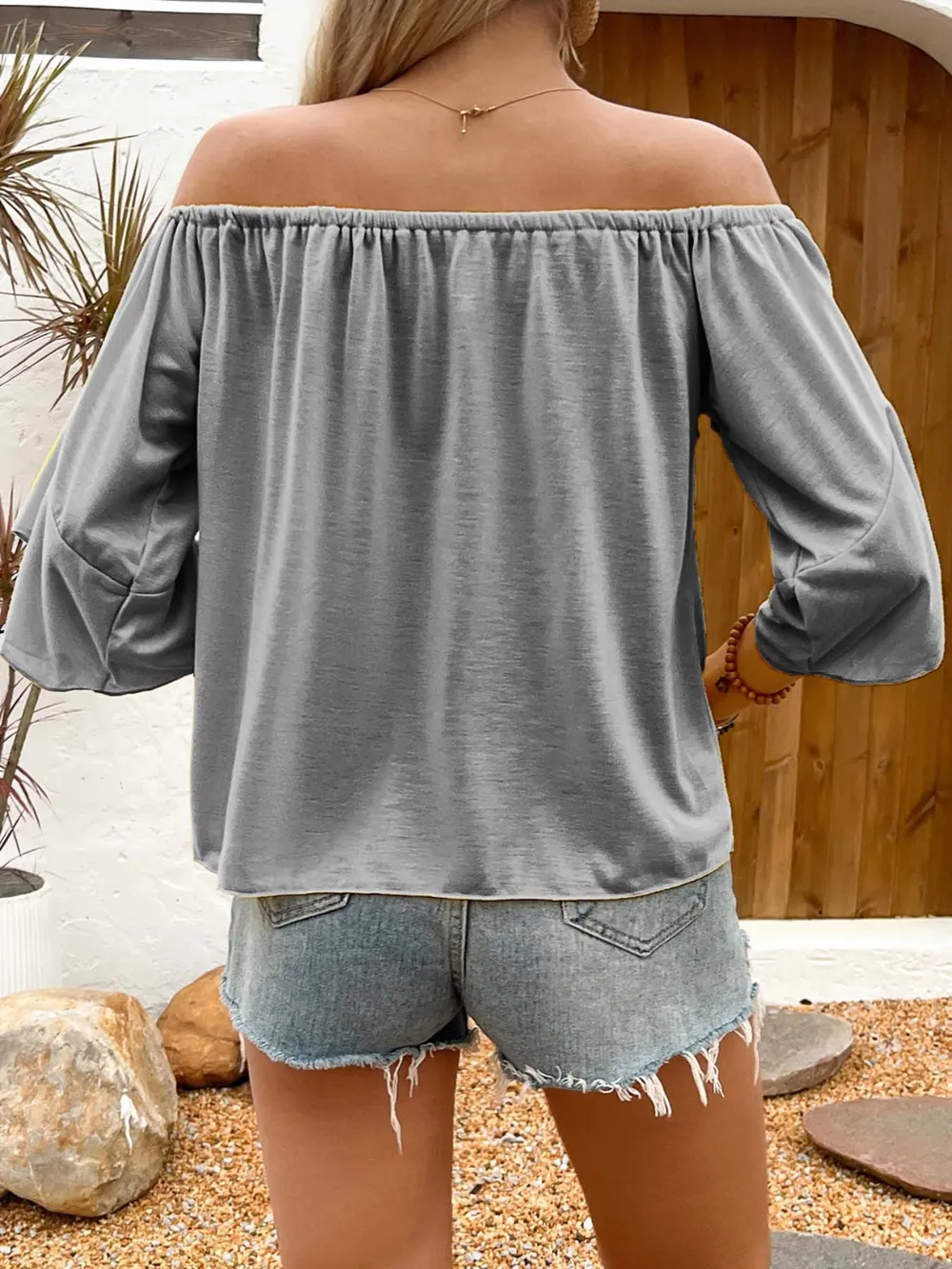 Tied Solid Off-Shoulder Blouse, image 6