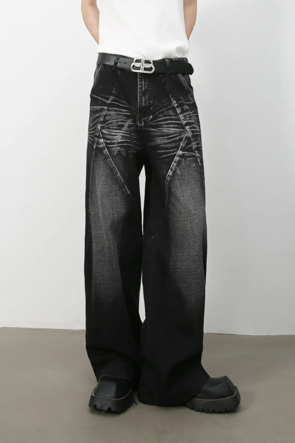 Men's Wide Leg Jeans with Pockets, image 3