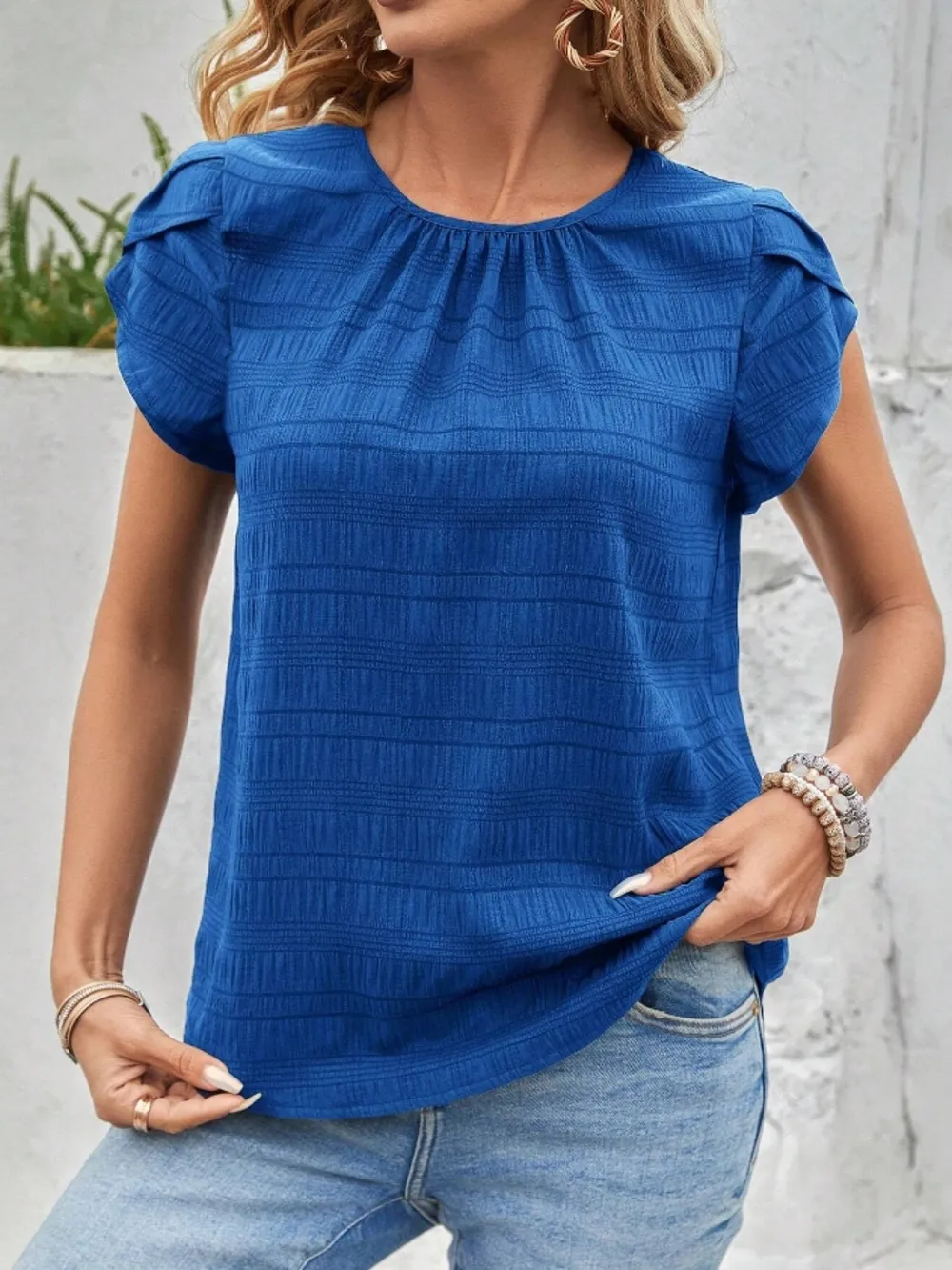 Round Neck Petal Sleeve Top, image 7