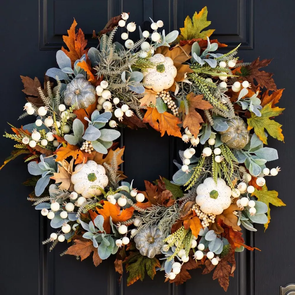 Autumn Pumpkins Decorative Wreath, image 5
