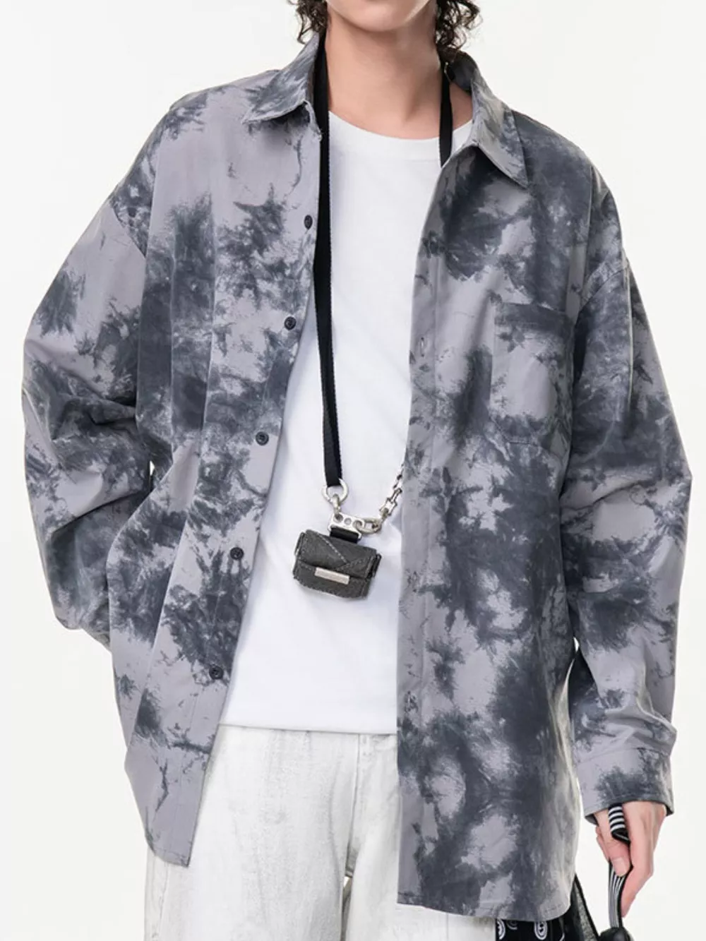 Men's Plus Size Tie-Dye Oversized Button-Up Shirt, image 2