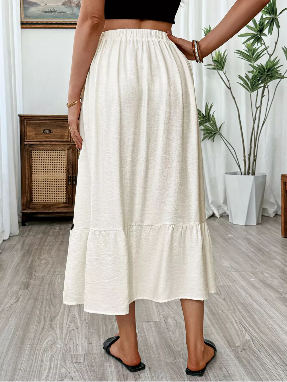 Tiered Flowy Midi Skirt, image 3