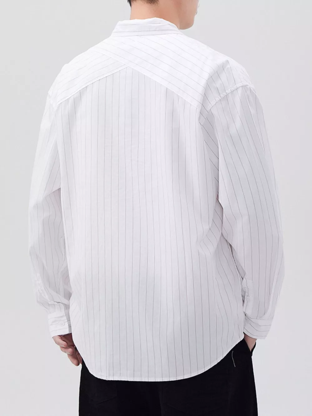 Men's Plus Size Striped Button Up Long Sleeve Shirt, image 4