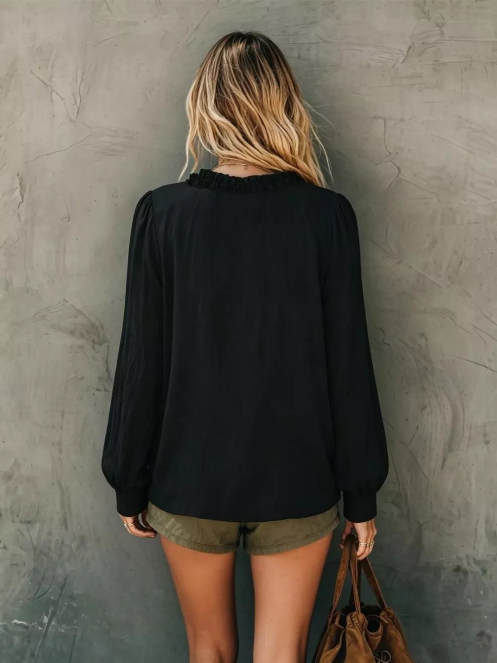 Frill V-Neck Long Sleeve Blouse, image 8