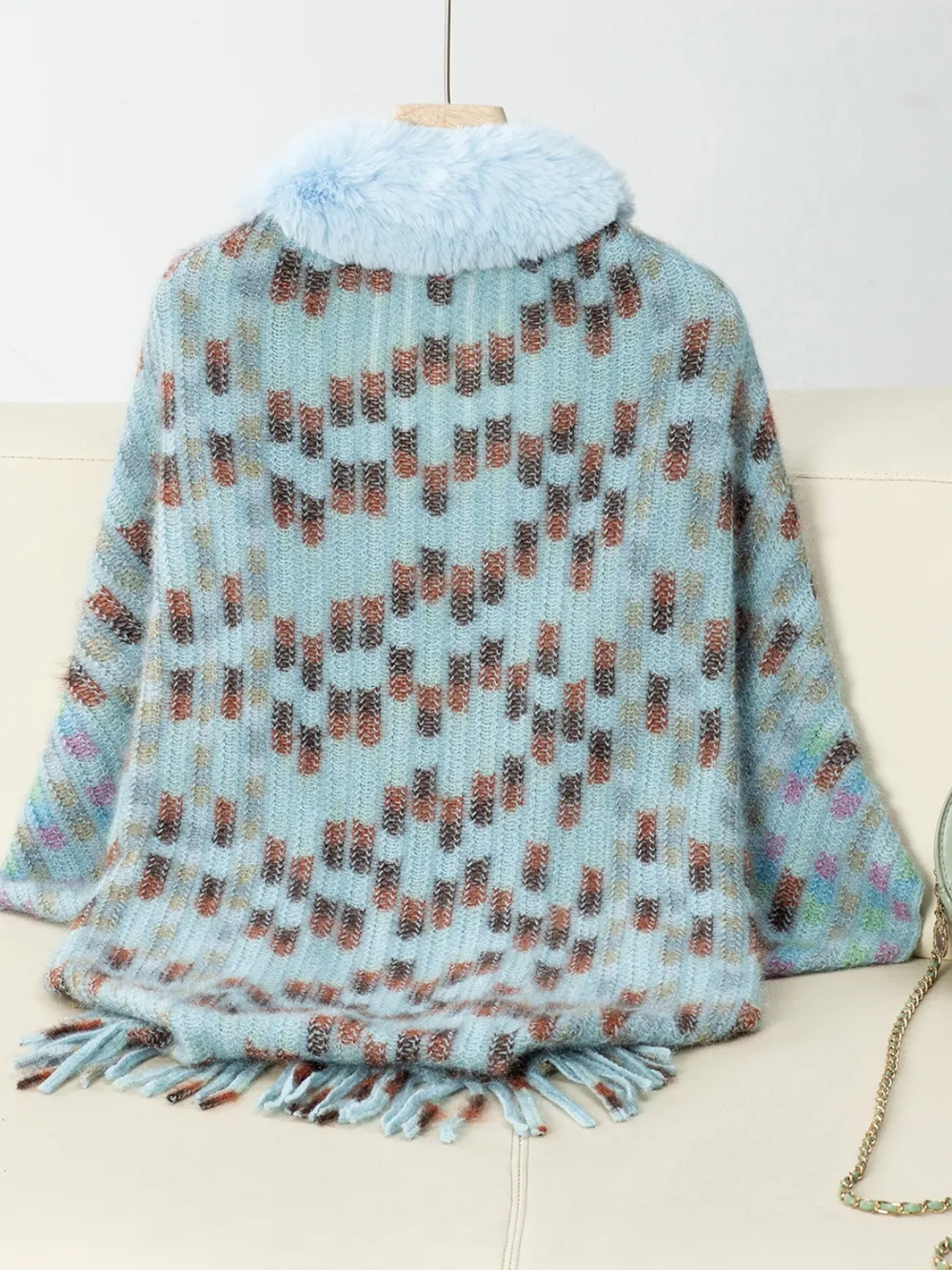 Fringe Fuzzy Open Front Poncho, image 3