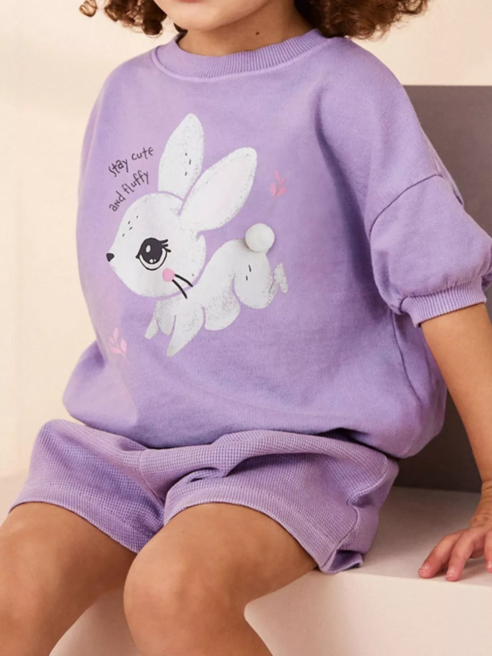 Children's Bunny Half Sleeve Top and Shorts Set, image 2