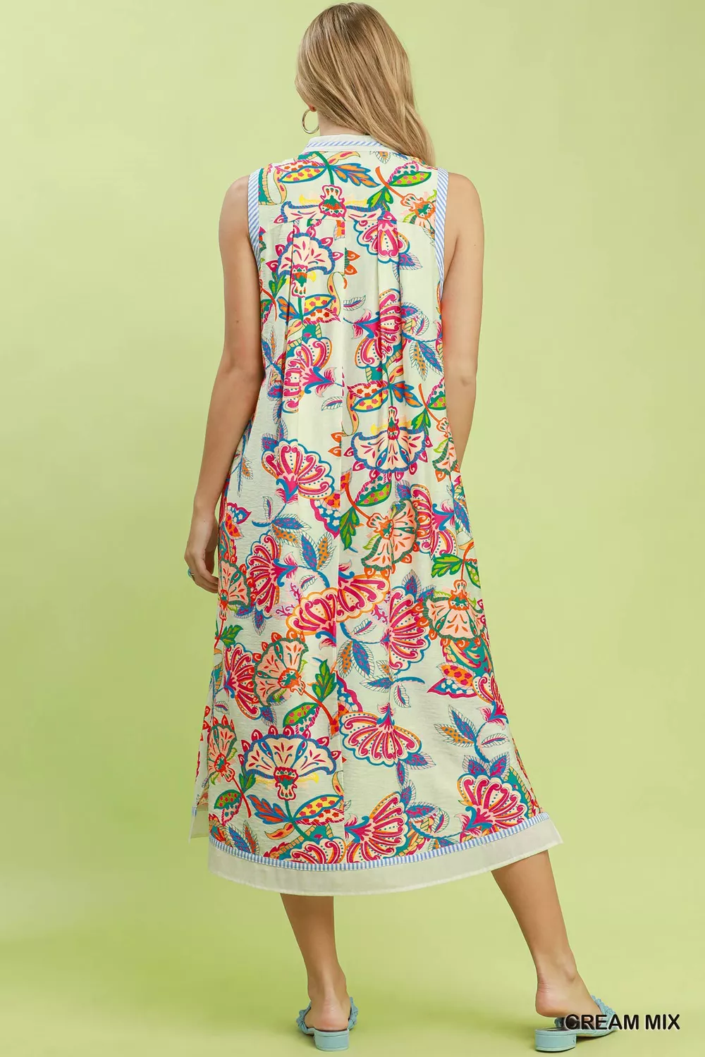 Paisley Floral Sleeveless Midi Dress, image 3