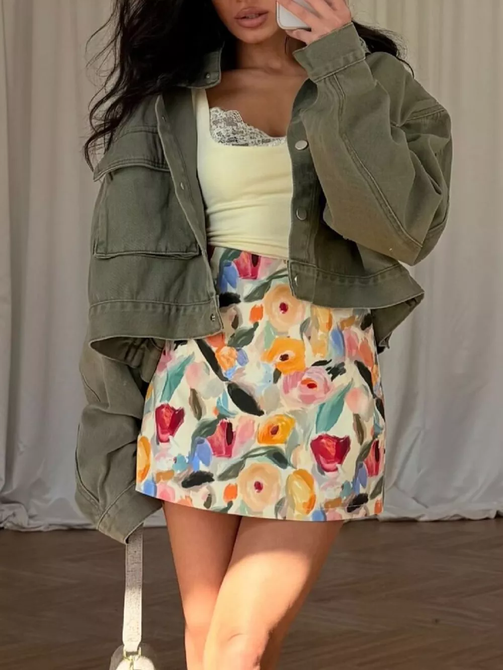 Oversized Utility Cropped Denim Jacket, image 7