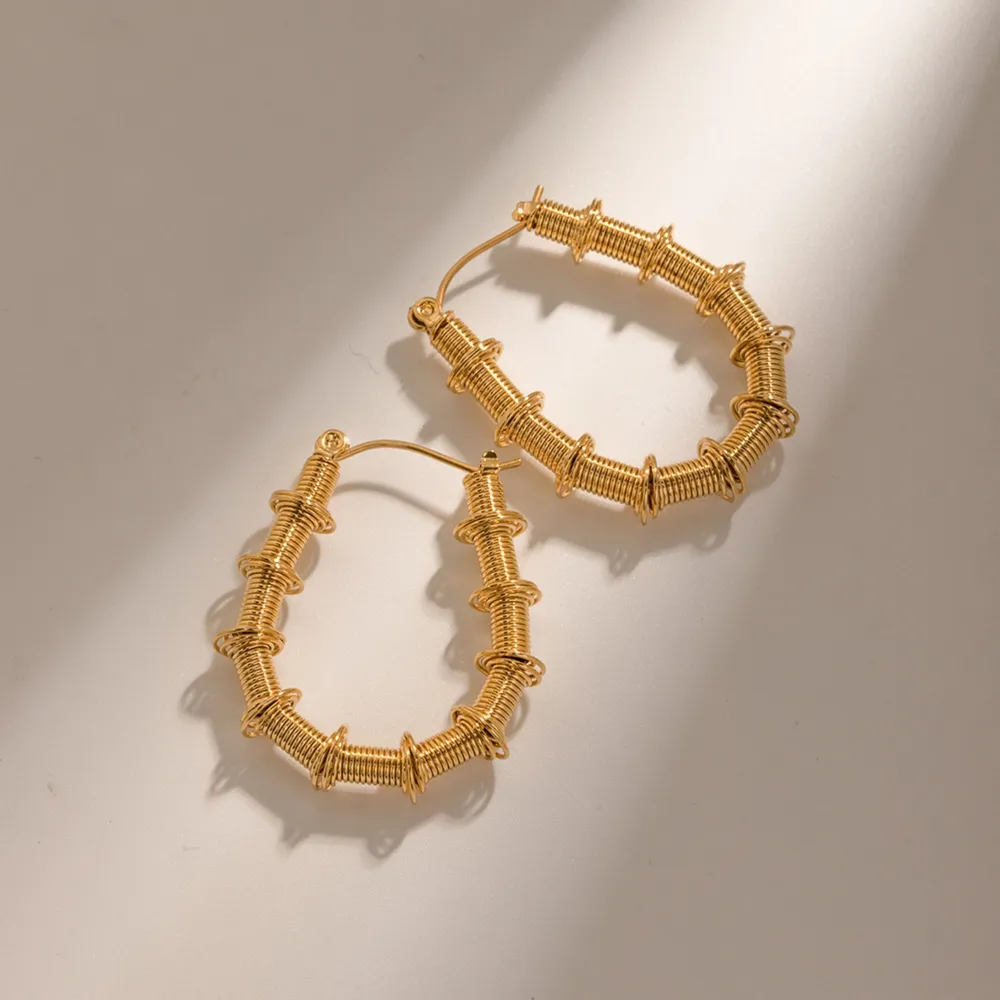 Gold-Plated Stainless Steel Hoop Earrings, image 3