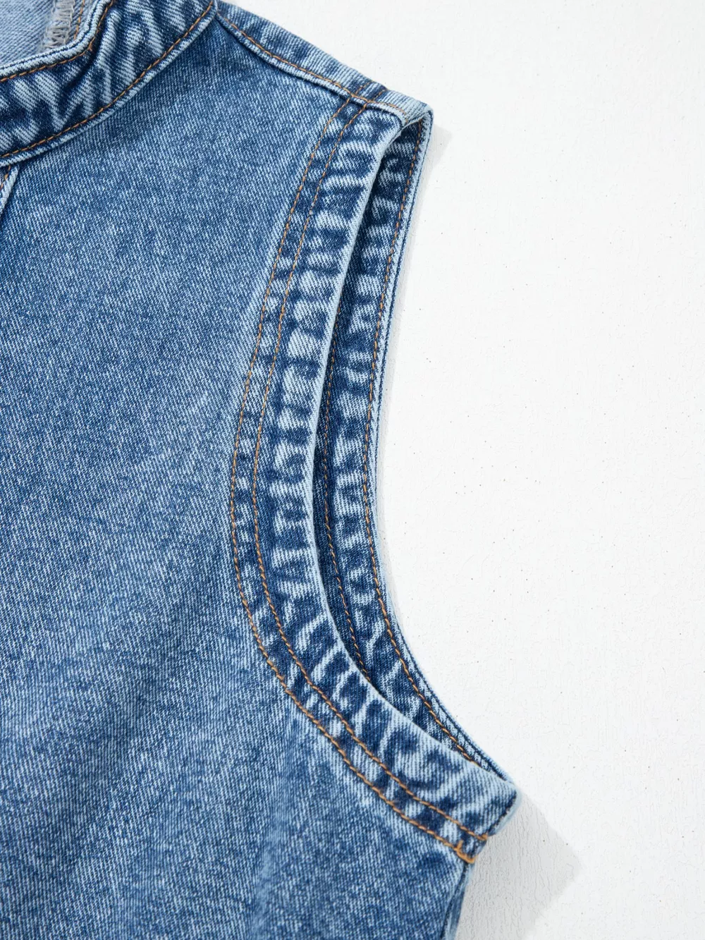 Western Belt Button Down Sleeveless Denim Short Dress, image 13