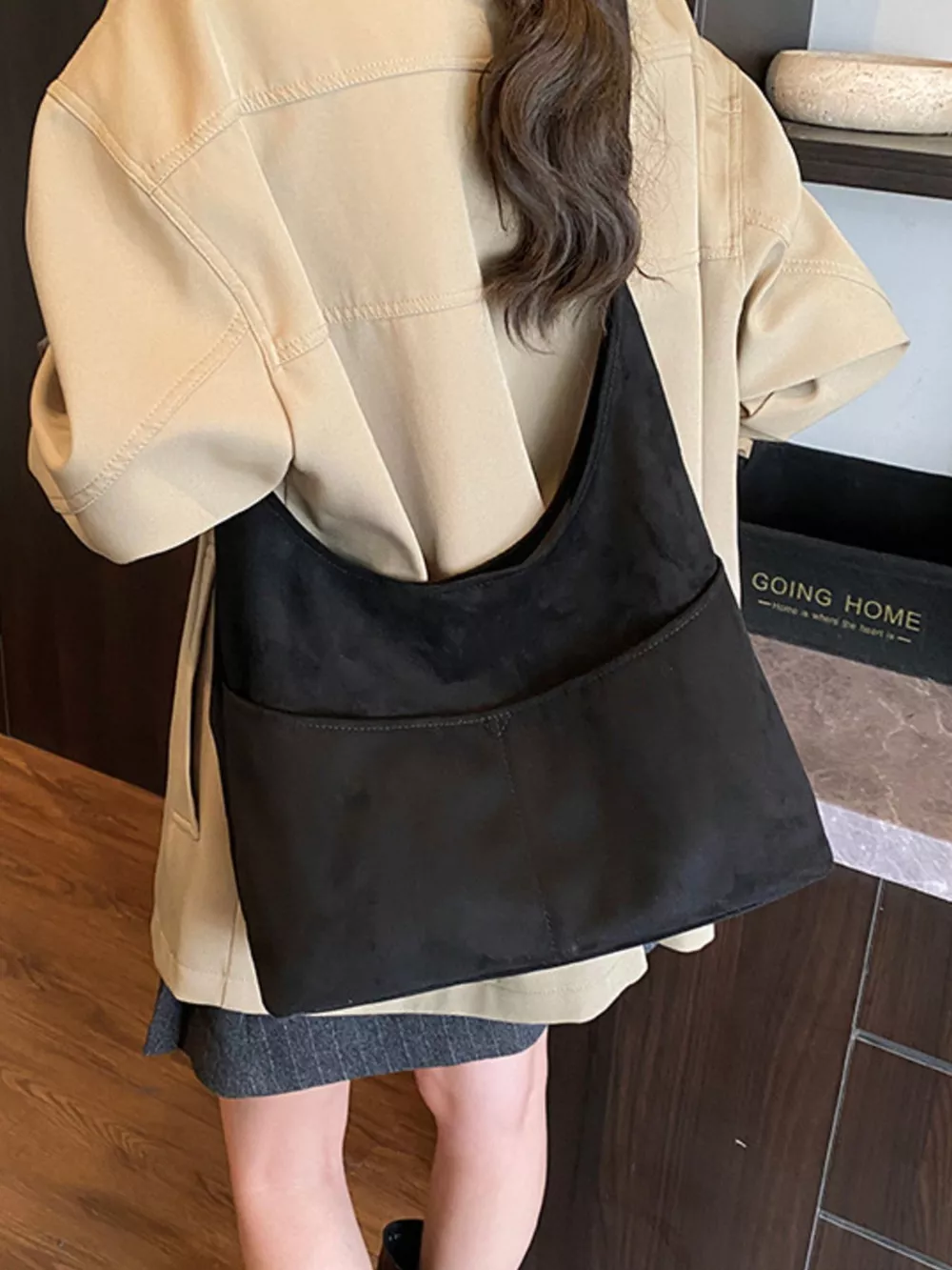 Minimalist Suede Shoulder Bag, image 2