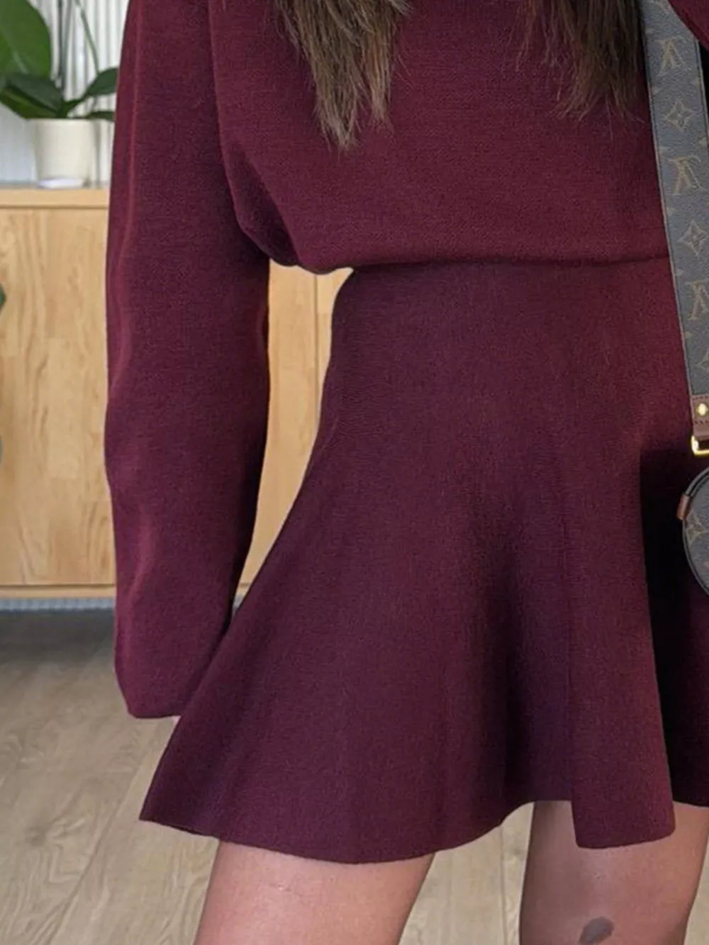 Round Neck Long Sleeve Mini Sweater Dress, image 9