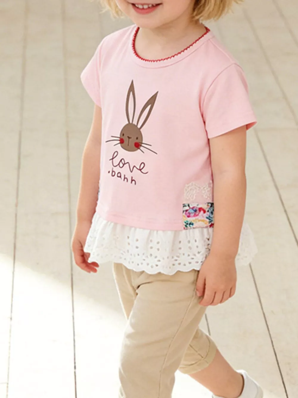 Children's Bunny Graphic Ruffle Hem T-Shirt, image 2