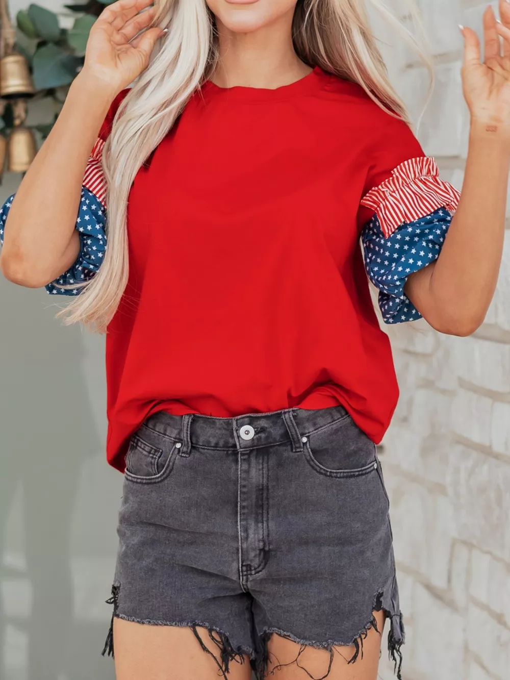 Patriotic Short Sleeve Round Neck Top, image 3