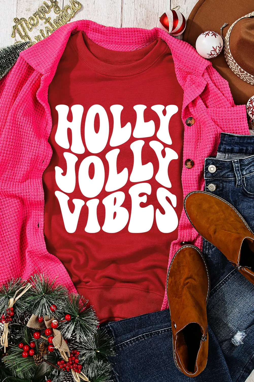 Letter Graphic Round Neck Long Sleeve Sweatshirt, image 2