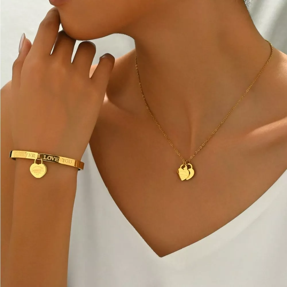 18K Gold-Plated Heart Jewelry Set, image 3
