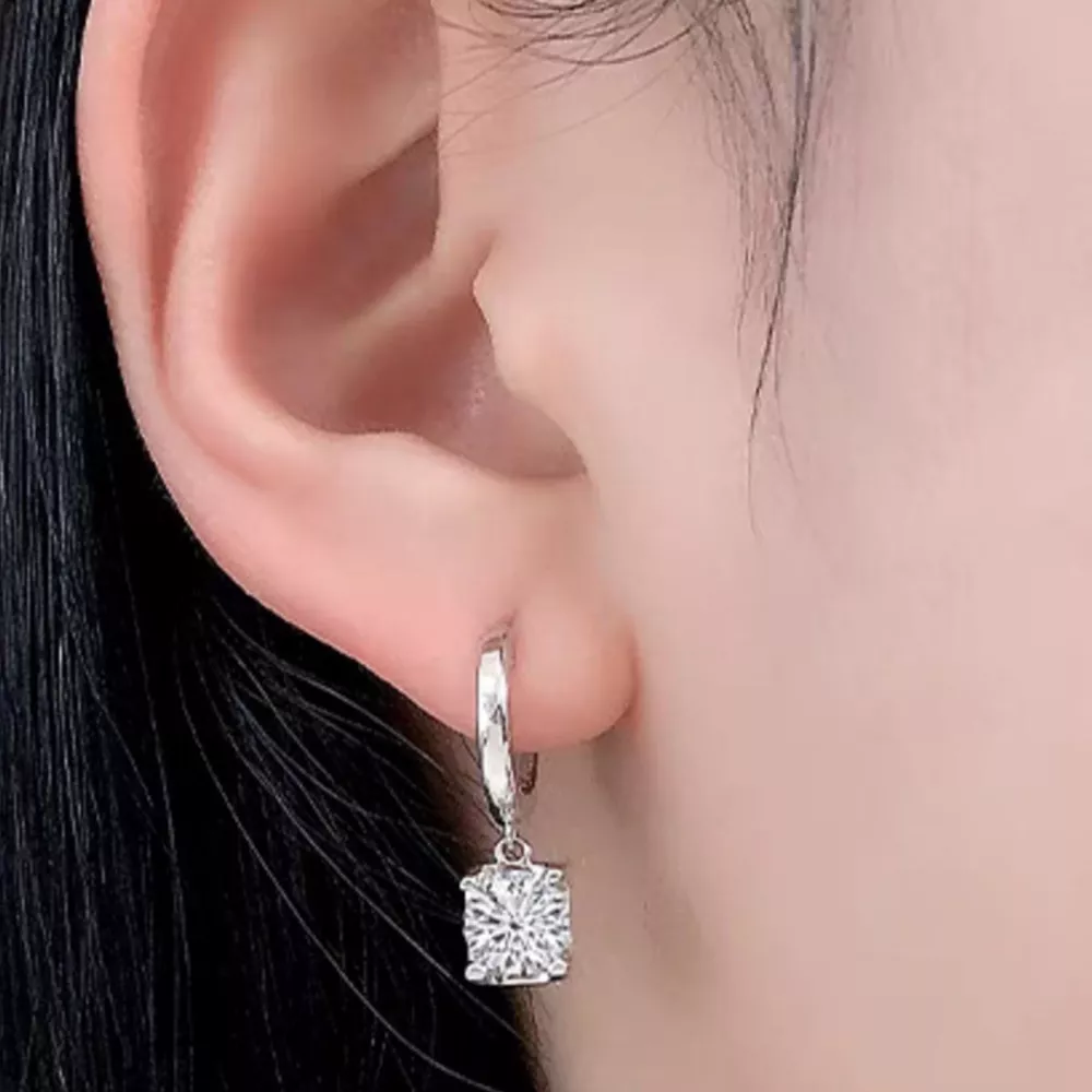 1 Carat Moissanite 925 Sterling Silver Drop Earrings, image 3