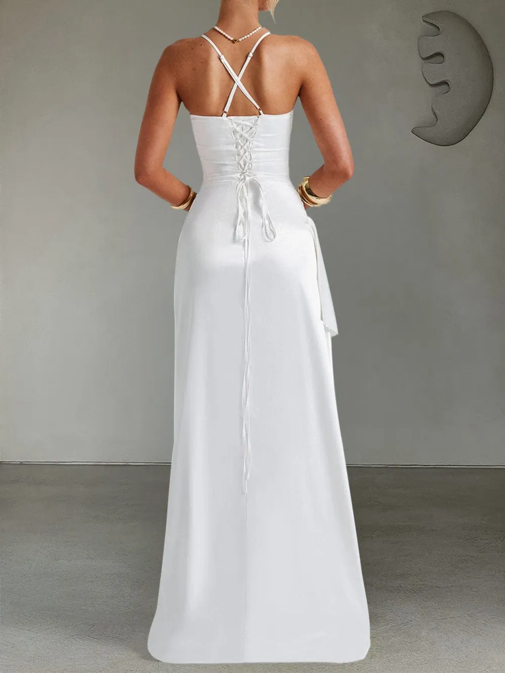 Slit Crisscross Back Maxi Cami Dress, image 12