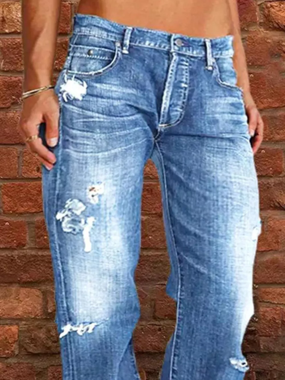 Full Size Distressed Raw Hem Jeans Plus Size, image 9