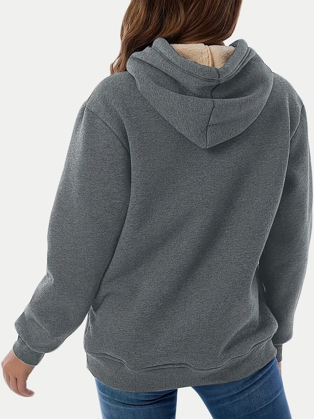 Drawstring Long Sleeve Hoodie with Kangaroo Pocket, image 6