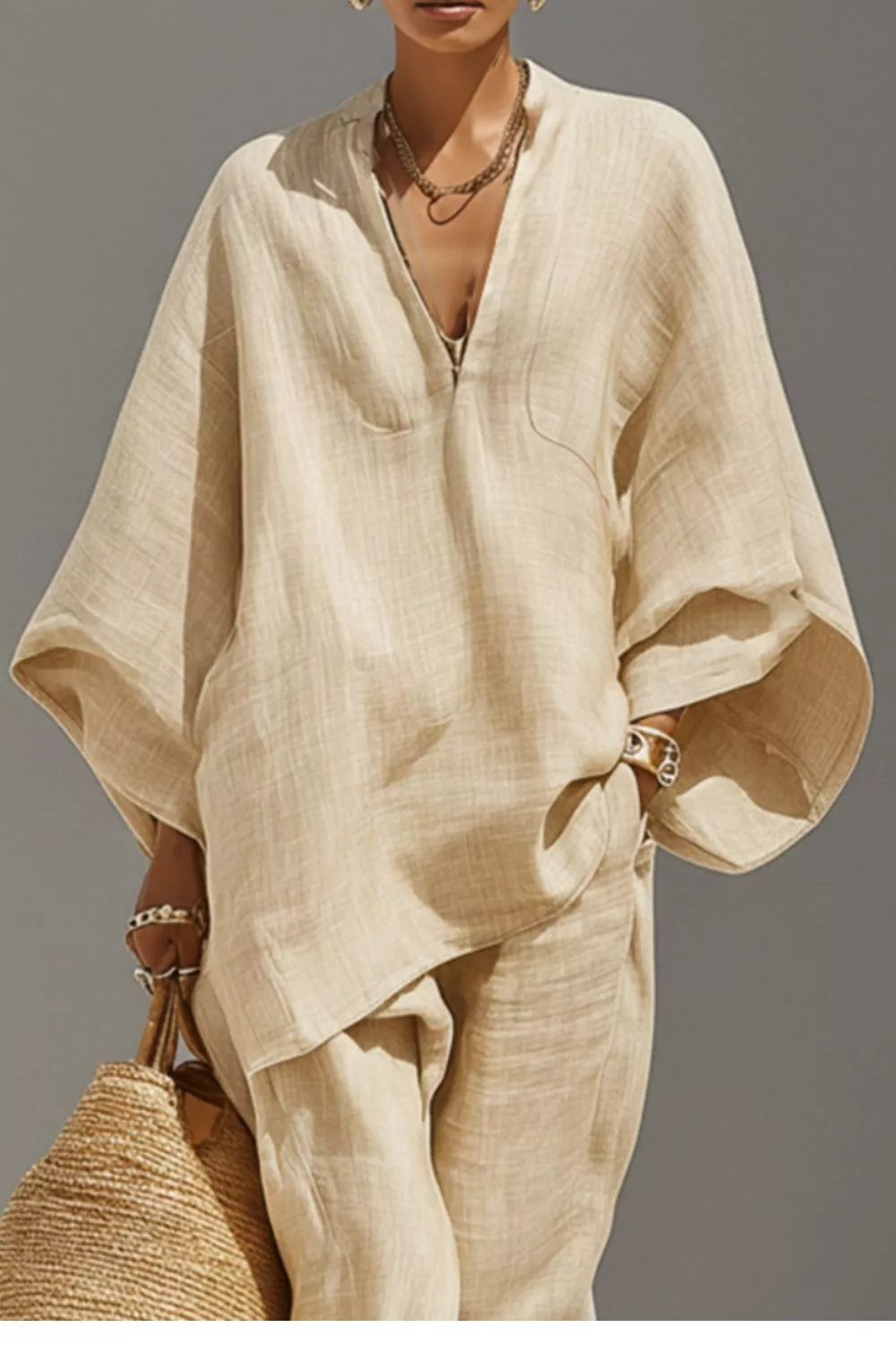 Relaxed Fit Top and Pants Two-Piece Set, image 4