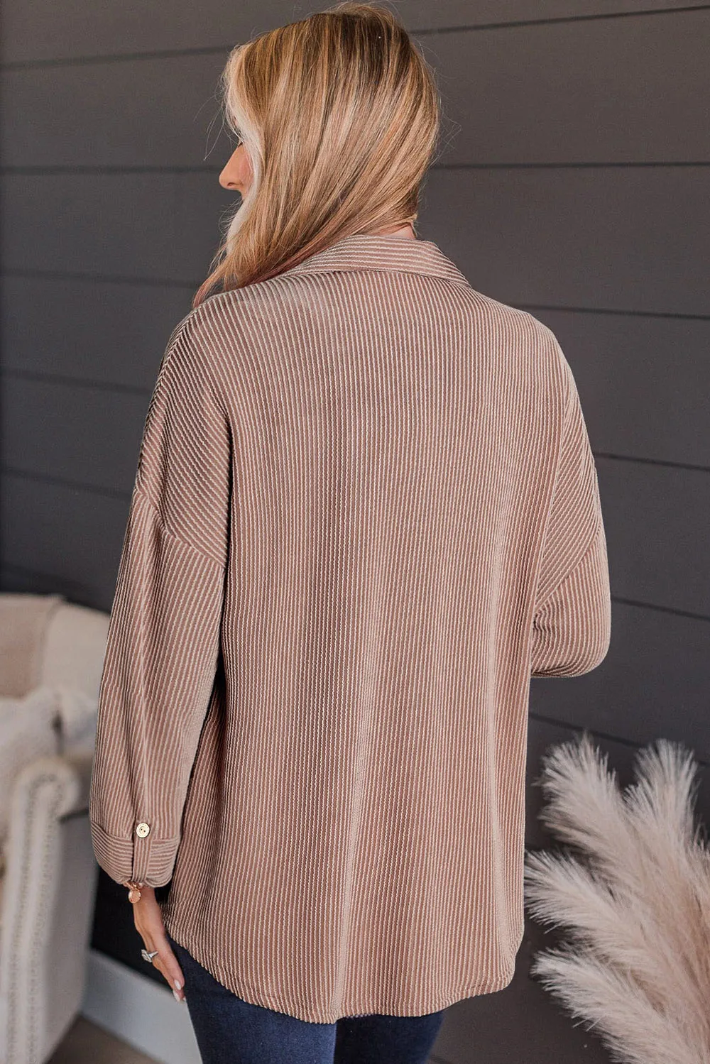 Striped Collared Neck Long Sleeve Shirt, image 4