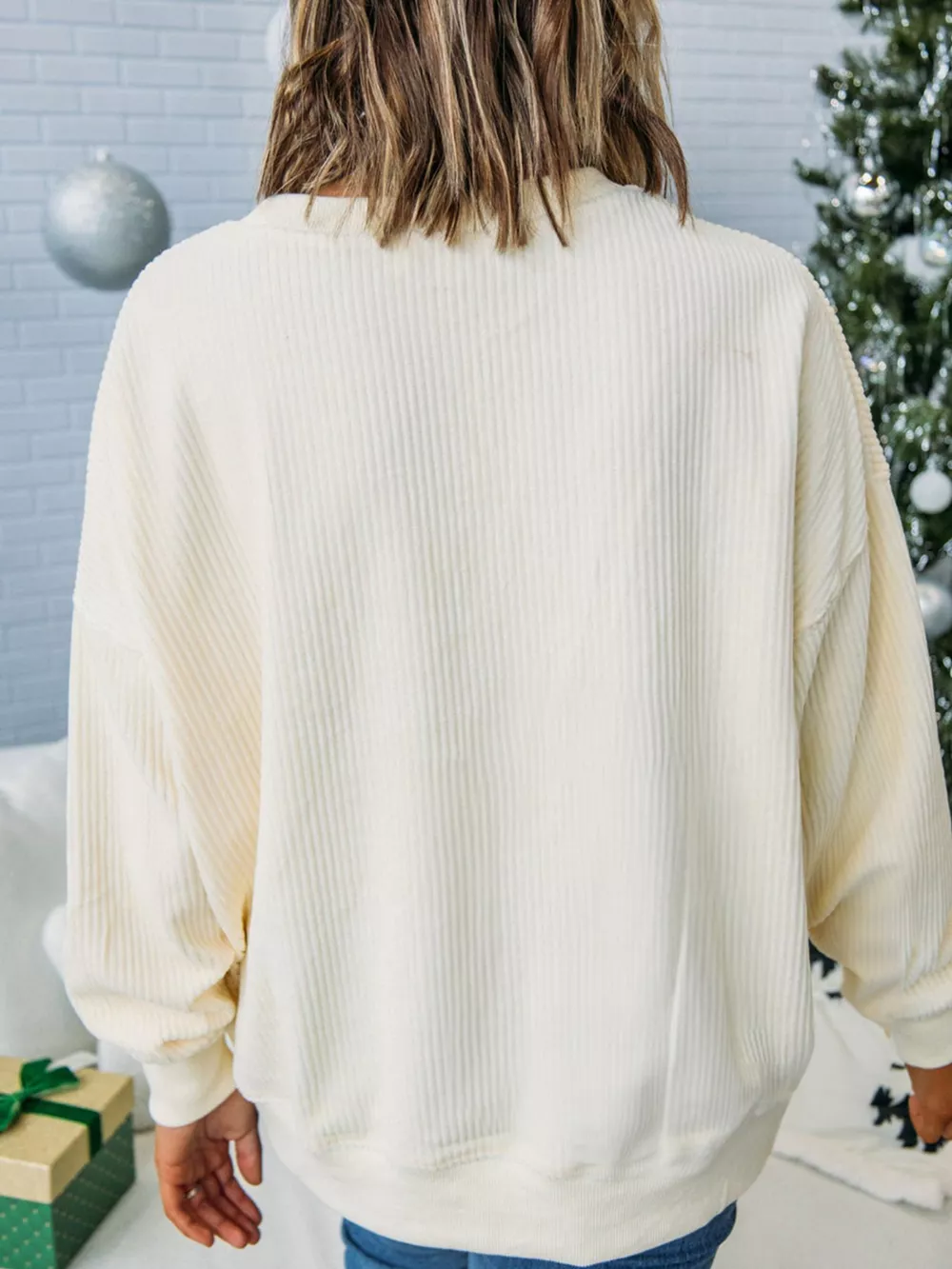 Merry Little Thing Corded Letter Graphic Ribbed Sweatshirt, image 2