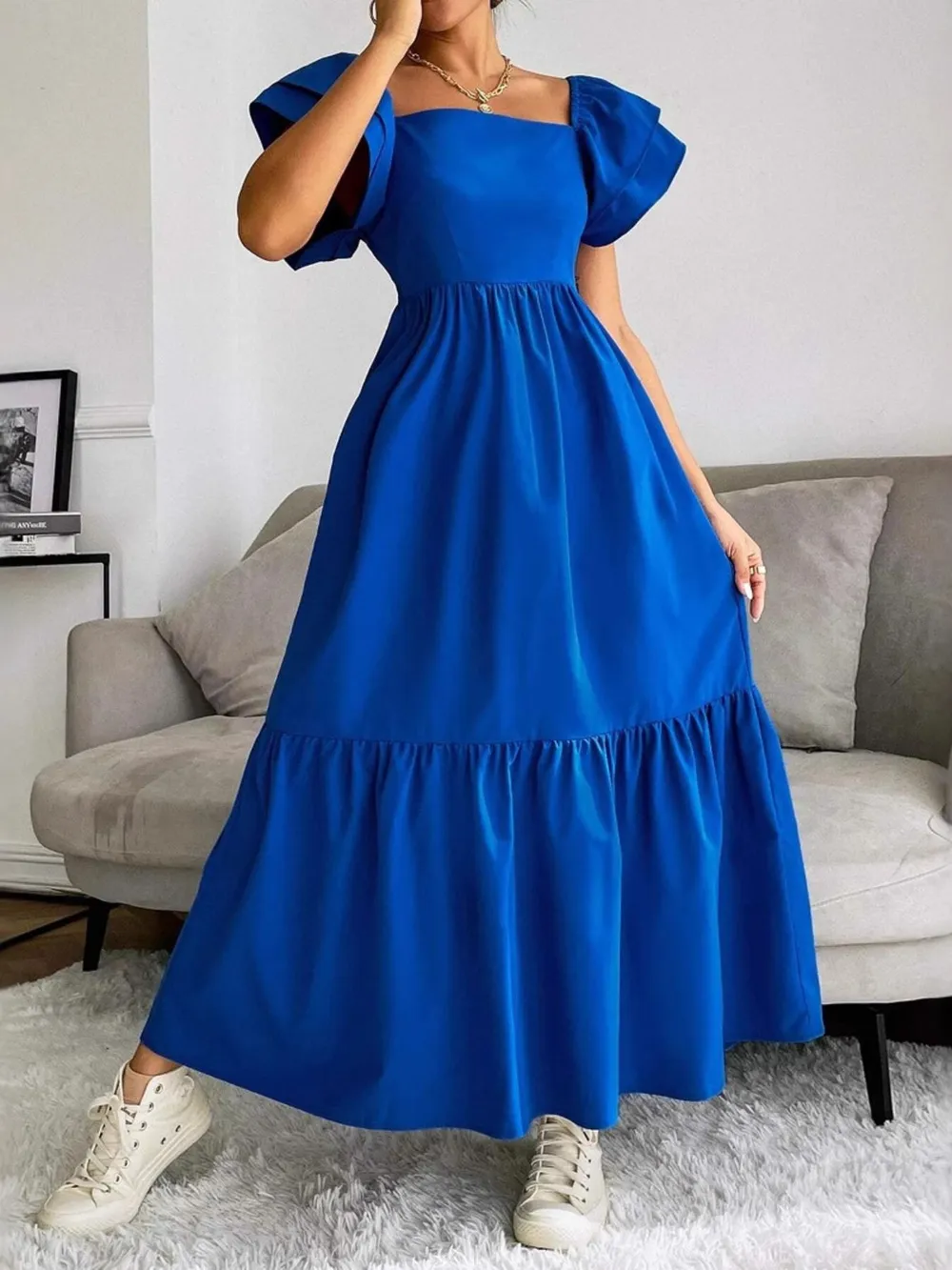 Tiered Square Neck Maxi Dress, image 2