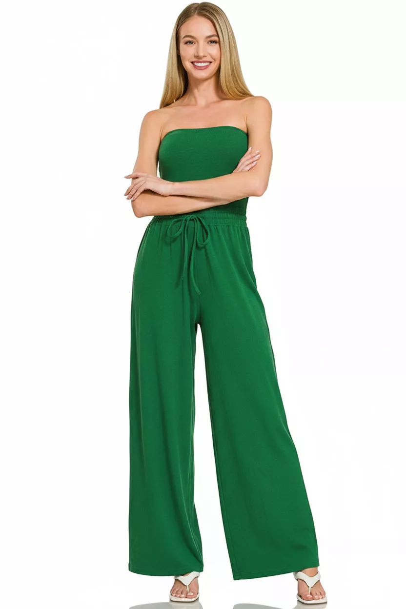 Tube Top Jumpsuit with Drawstring Waist, image 2