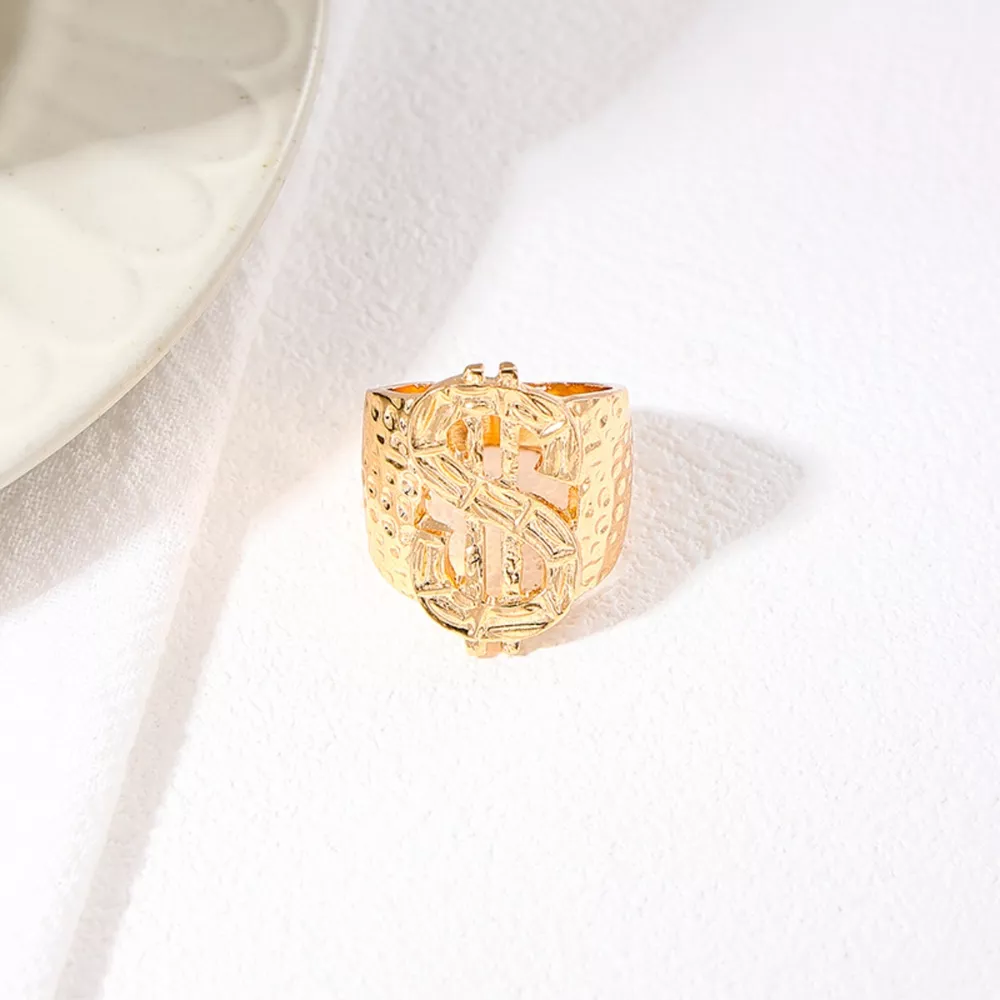 18K Gold-Plated Dollar Sign Ring, image 4