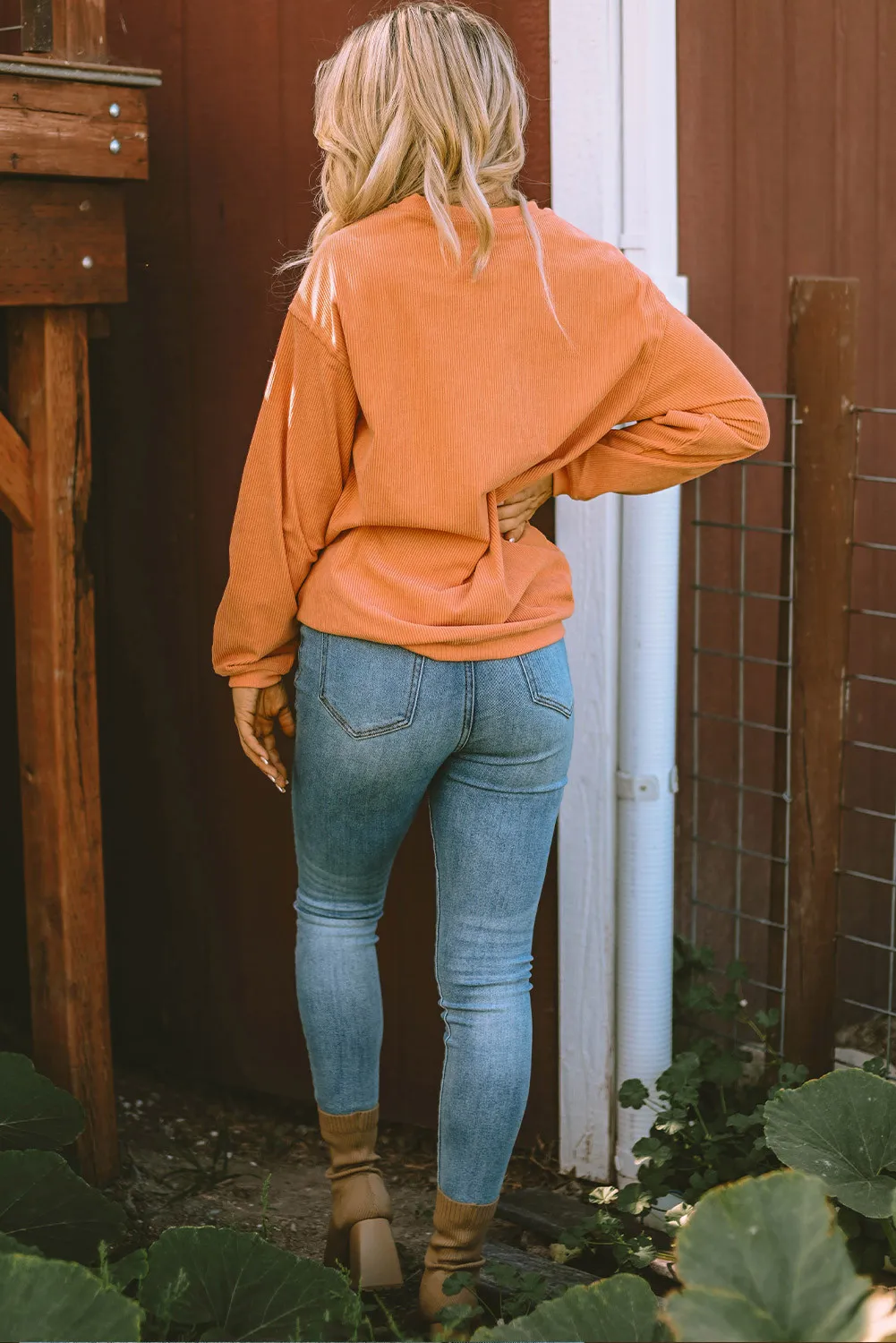 Round Neck Dropped Shoulder Jack-O'-Lantern Graphic Sweatshirt, image 2