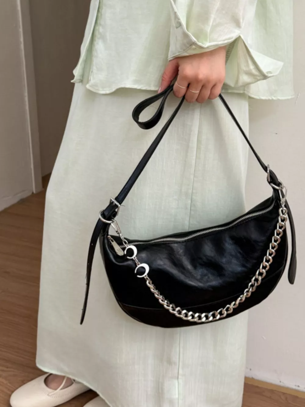 Crescent PU Leather Crossbody Bag, image 4