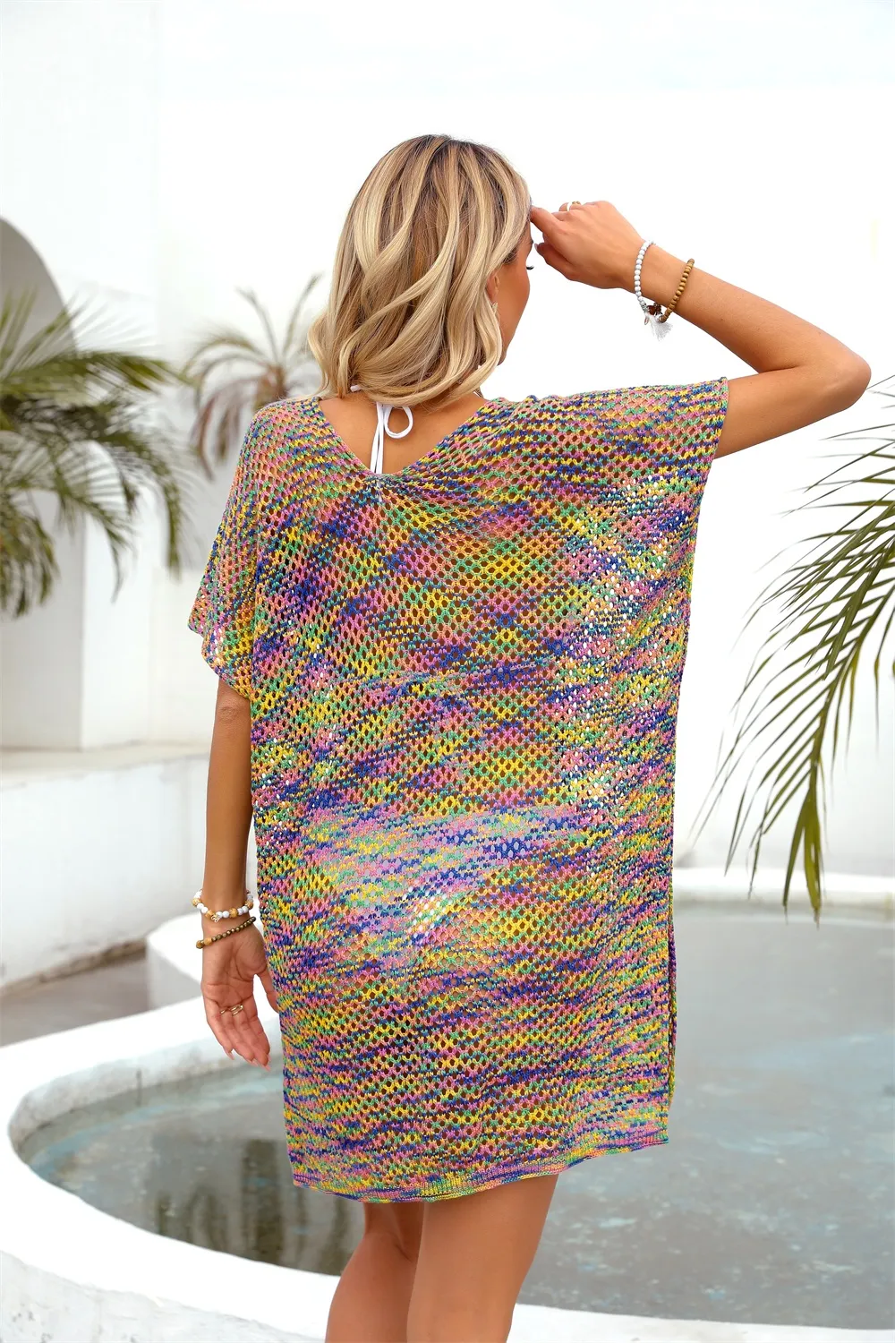 Openwork Contrast Short Sleeve Cover-Up, image 10