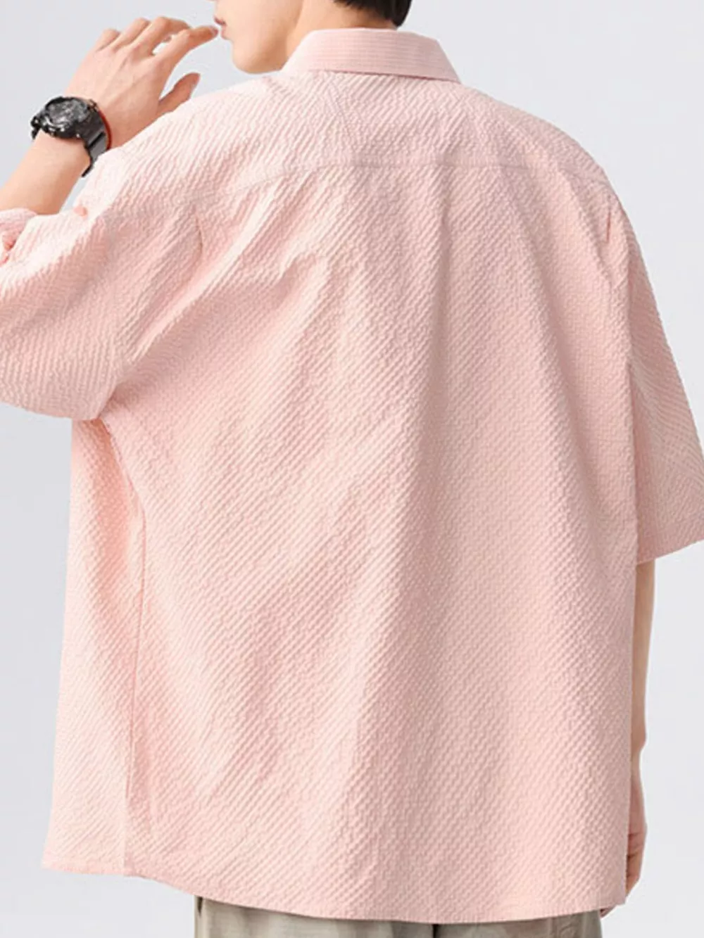 Men's Full Size Textured Short-Sleeve Shirt Plus Size, image 8