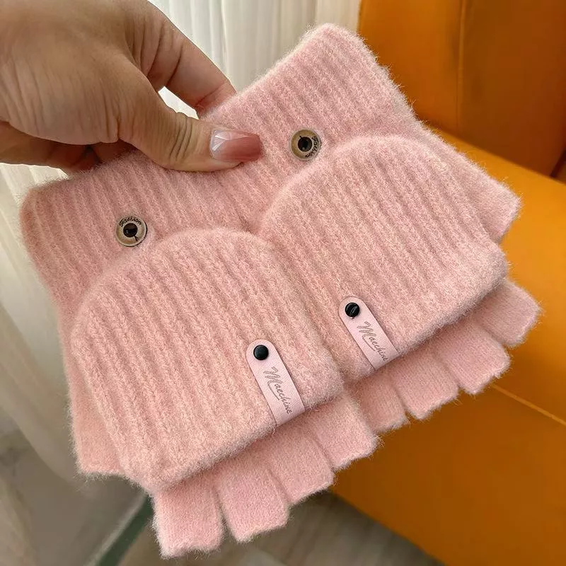 Convertible Knit Fingerless Gloves with Mitten Cover