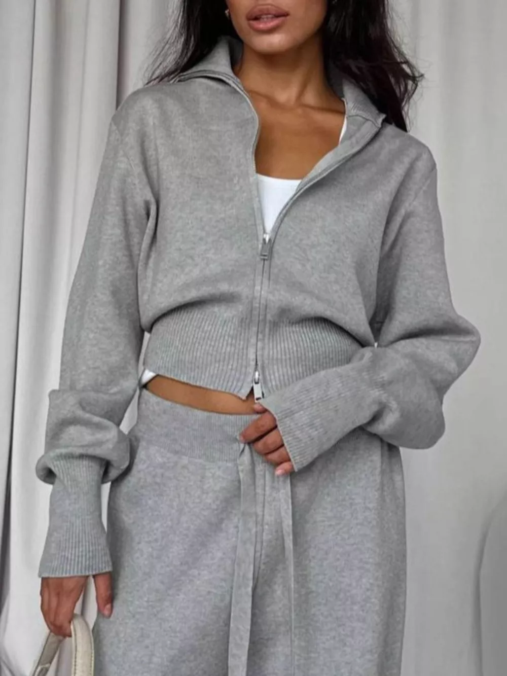Zip-Up Outerwear and Drawstring Pants Set, image 8