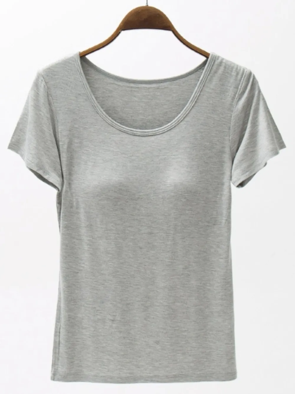 Round Neck Modal T-Shirt with Bra, image 3