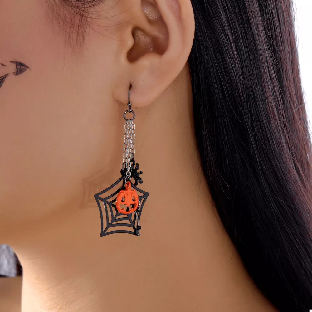 Halloween Spider Web Earrings, image 2
