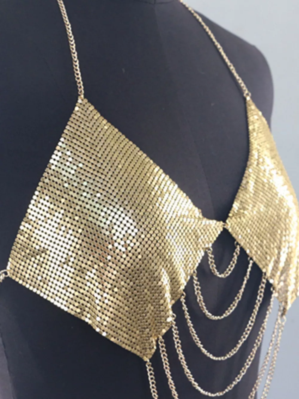 Metallic Chainmail Halter Cami Top, image 5