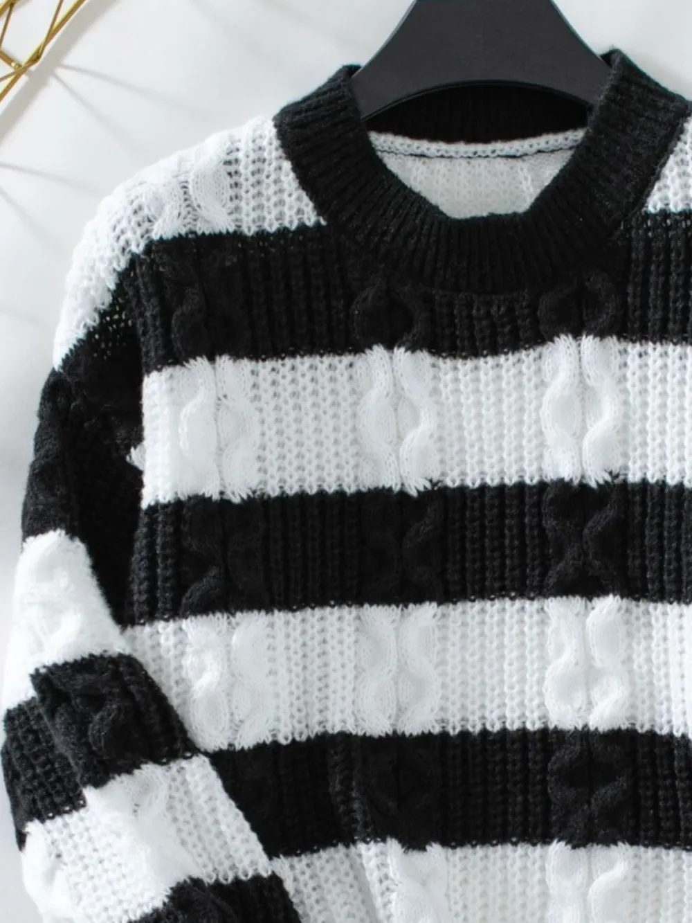 Striped Round Neck Long Sleeve Sweater, image 3