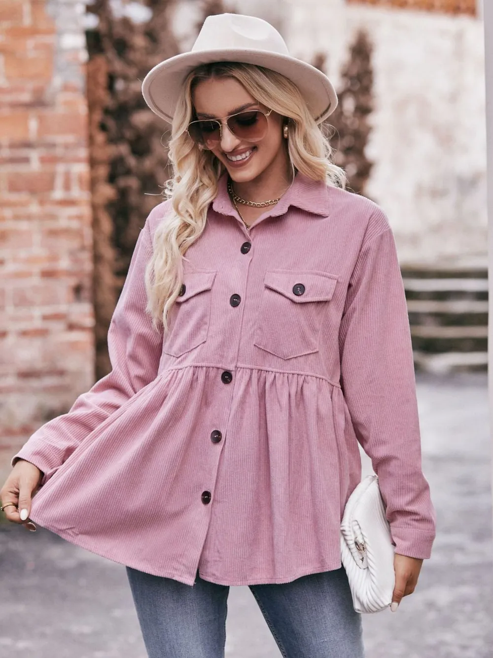 Collared Neck Long Sleeve Shirt, image 2